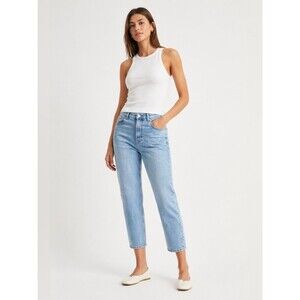 Everlane Curvy Cheeky Jean 90s Cropped High Rise Straight Leg Light Wash 32